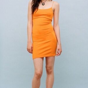 Zara Orange Mini Spaghetti Strap Dress